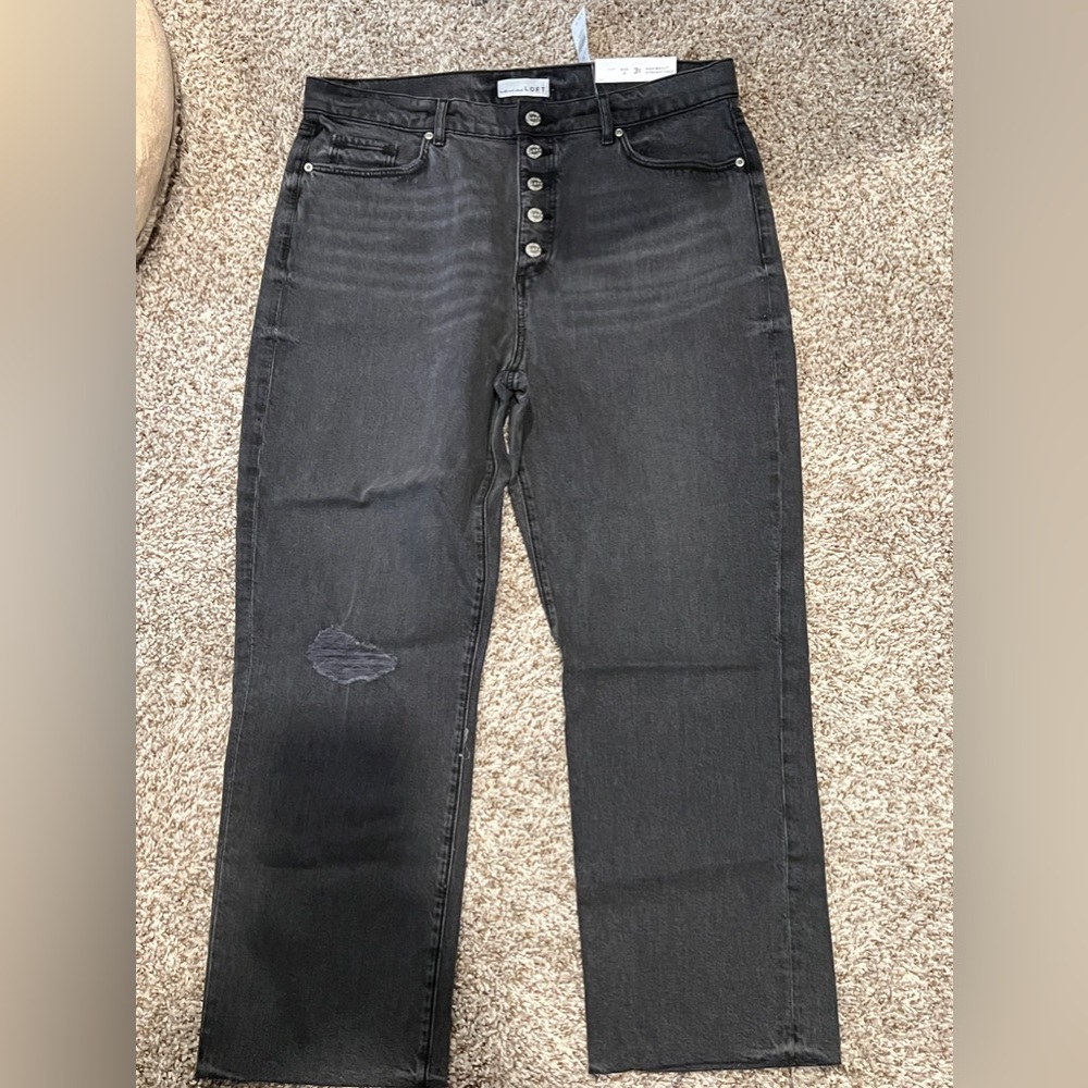 Loft worn black High raise straight leg jeans